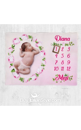 Coperta calendario complimese neonato personalizzata Princess 