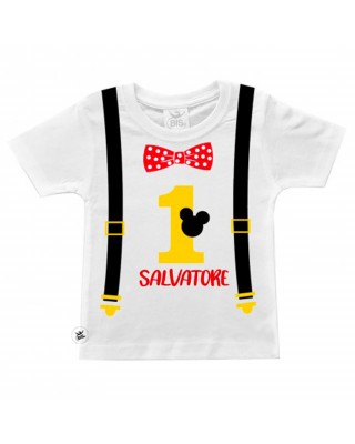 Baby birthday t-shirt

"suspenders, Mouse and bow tie" print