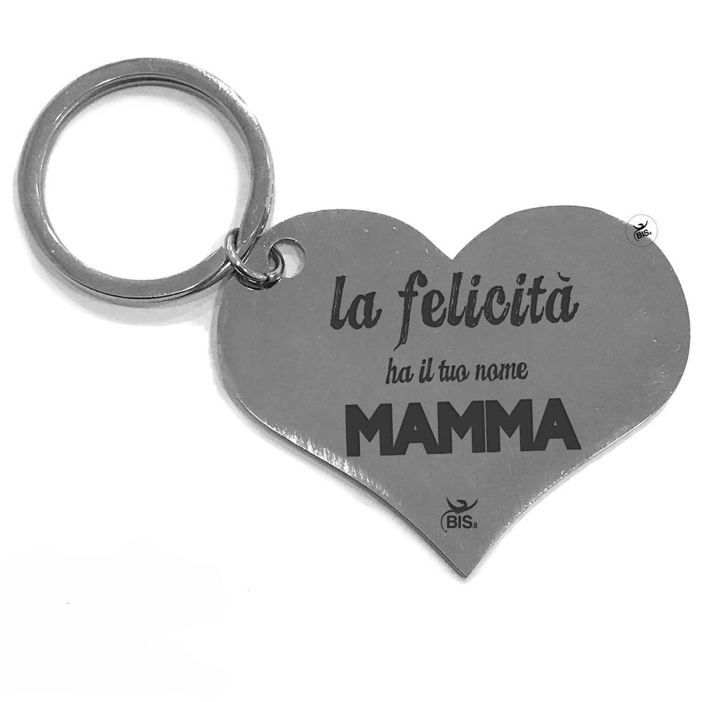 Portachiavi Personalizzato Mamma con Nome Inciso e Cuoricino in Acciaio  Inox - Idea Regalo Festa della Mamma