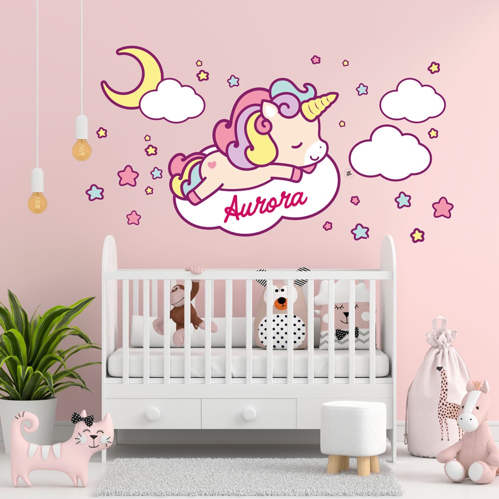 Adesivo unicorno con nome personalizzato - Bambini - Cameretta - di
