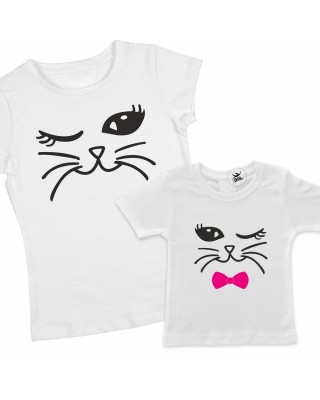 Magliette coordinate mamma disegno gatto