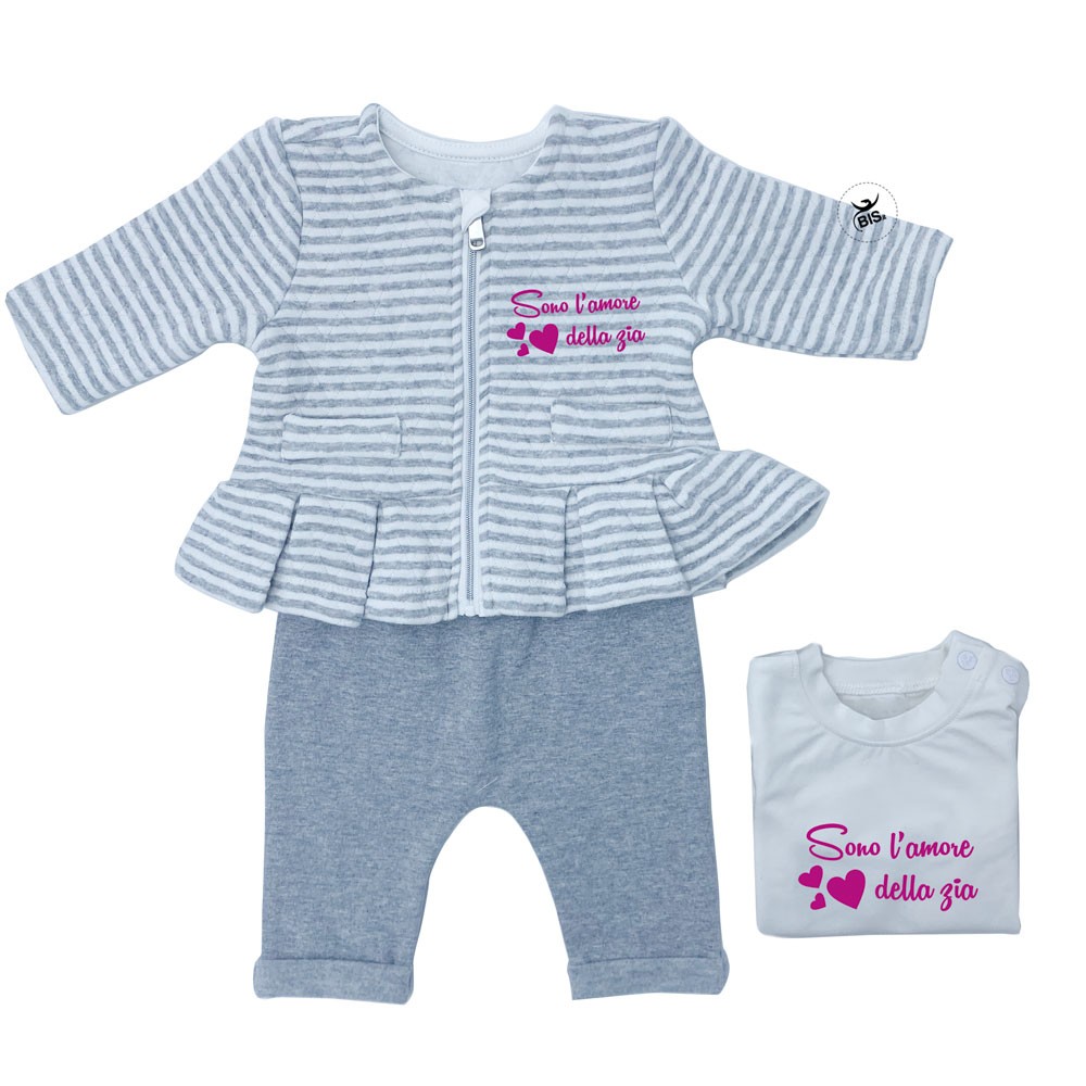 Completo 3 pezzi neonata grigio