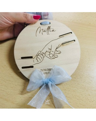 Porta braccialetti nascita in legno personalizzabile