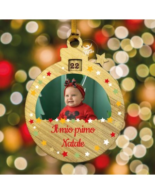 Addobbo countdown Calendario dell'Avvento Personalizzabile con Foto "Il Mio Primo Natale"