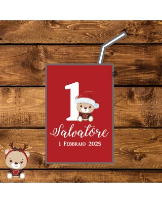 Kit 6 pz Etichette per succo di frutta "Christmas time" da personalizzare