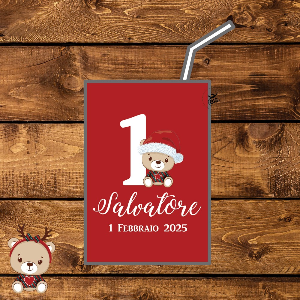 Kit 6 pz Etichette per succo di frutta "Christmas time" da personalizzare