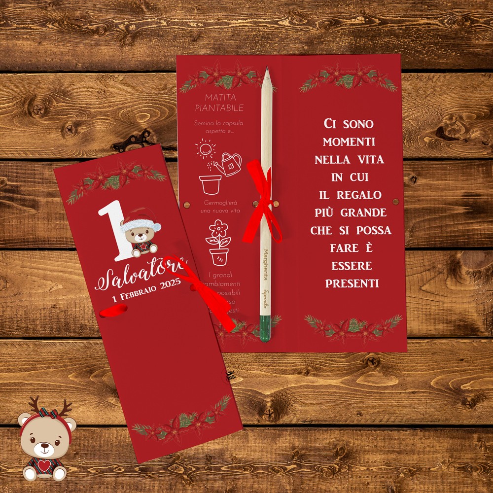 Matita con semi da piantare con packaging a libretto "Christmas time" da personalizzare