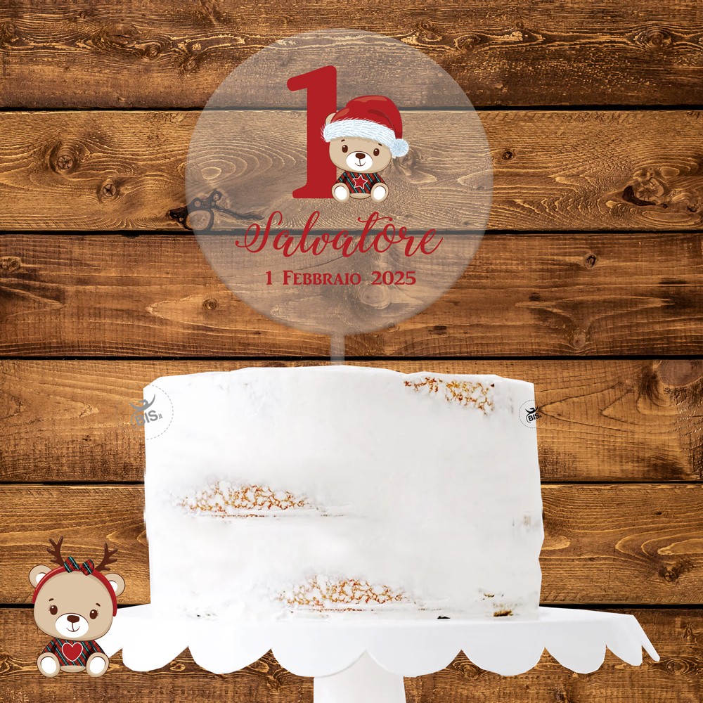 Cake topper in plexiglass "Christmas time" da personalizzare