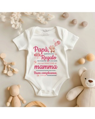 Body Personalizzato "Regalo di Compleanno" per Futuro Papà  colore stampa rosa