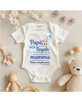 Body Personalizzato "Regalo di Compleanno" per Futuro Papà  colore stampa azzurro