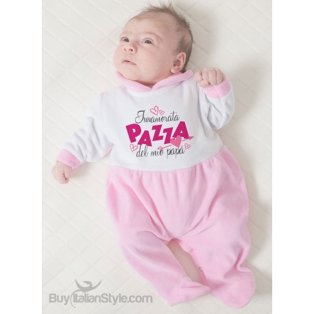 Chenille Baby Girl all in one "I'm crazy in love with my dad"